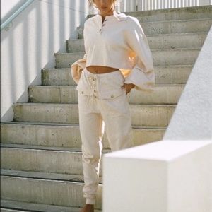 Sabo Skirt oriana lounge set top / pants in cream. xs